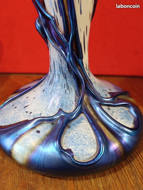 Très beau vase oignon signé par Michele LUZORO à Biot. Signé gravé et daté en masse dessous " Michele LUZORO 1992 / v. Oignon, 10 bi bleu» (image 6)