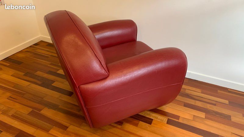 Fauteuil club cuir rouge (image 2)