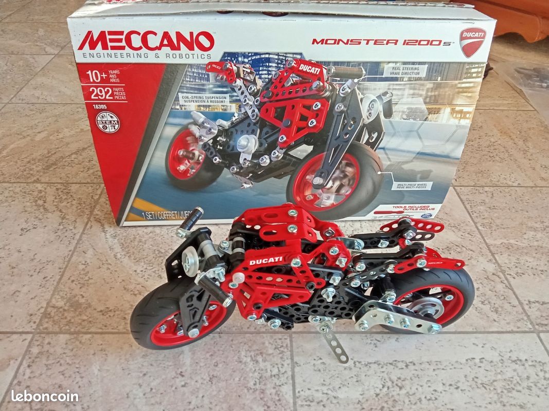 Grosse Moto Meccano Vintage Avec Engrenages, 37 Cm, Métal, Années 1950