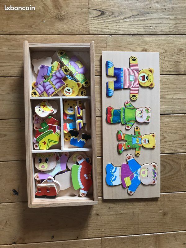 Jeu en bois personnages ours + puzzle cirque Oxybul a partir 2 ans (image 2)
