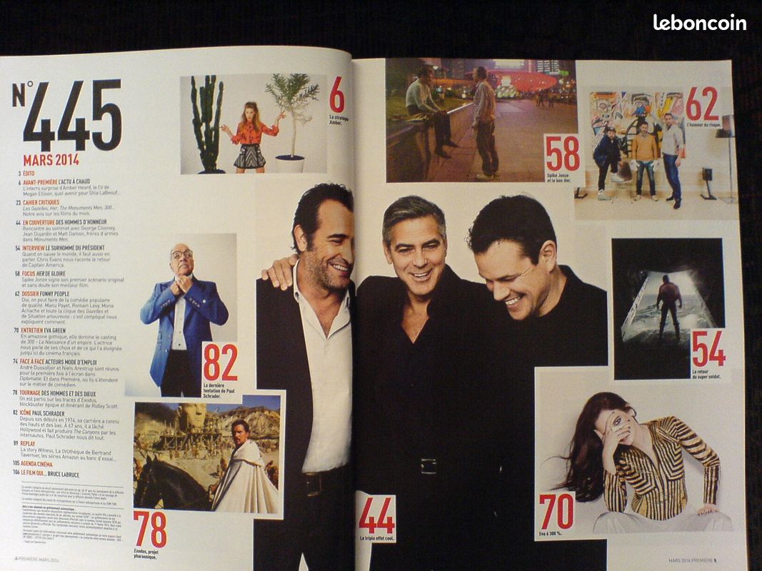 PREMIERE N° 445 CLOONEY DUJARDIN DAMON Mars 2014 (image 2)