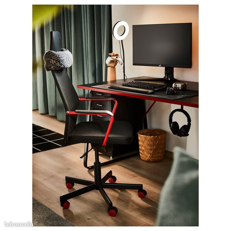 HUVUDSPELARE
Bureau gamer, noir, 140x80 cm (image 3)