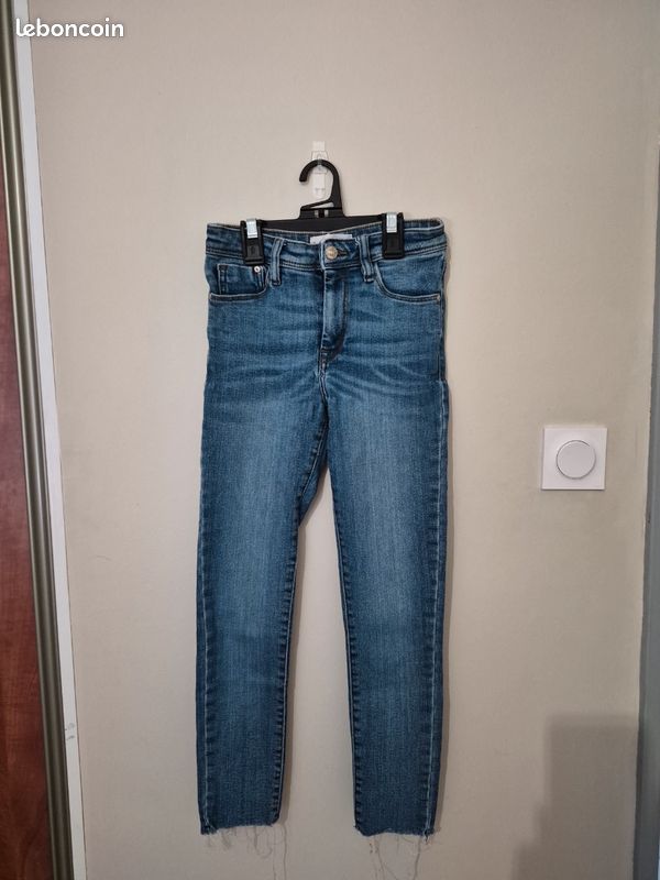 Pantalon Skinny Kaki MNG By Mango - Taille 2, Motif Géométrique Côté - Neuf Avec étiquettes