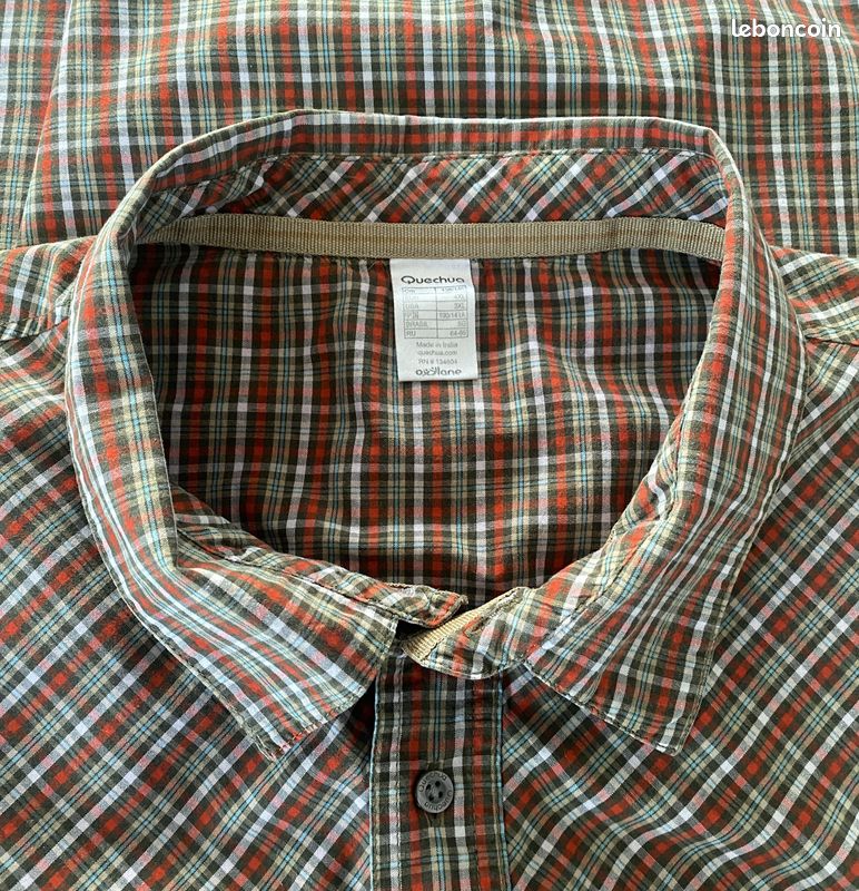 CHEMISE Homme QUECHUA OXYLANE taille 4XL écossais rouge marron bleu blanc (image 2)