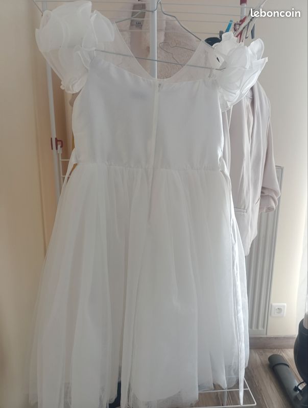 Robe De Communion/baptême Fille Strasburg Taille 5 (5T) - Ivoire/blanc Cassé - Sans Manches - Occasion Très Bon état