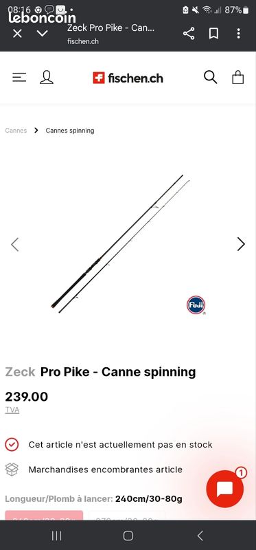 Canne à Lancer Zeck Momentum Cast 235 Cm 30-100g - Pour Brochet Et Prédateurs - Neuf