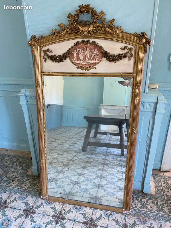 Miroir Trumeau Baroque XXL - Or - Bois - 155x115 Cm - Palazzo INT - Mural