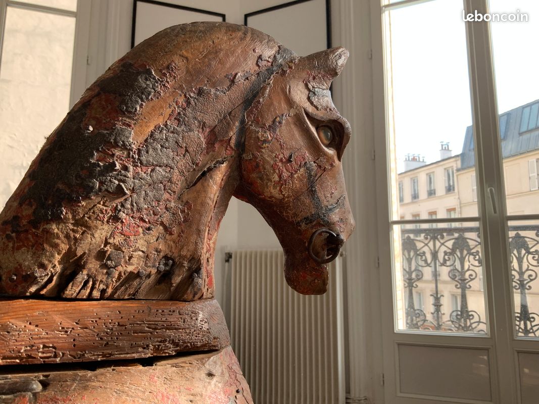 Cheval de Manège Carroussel Bois Sculpté Polychrome XIXème S