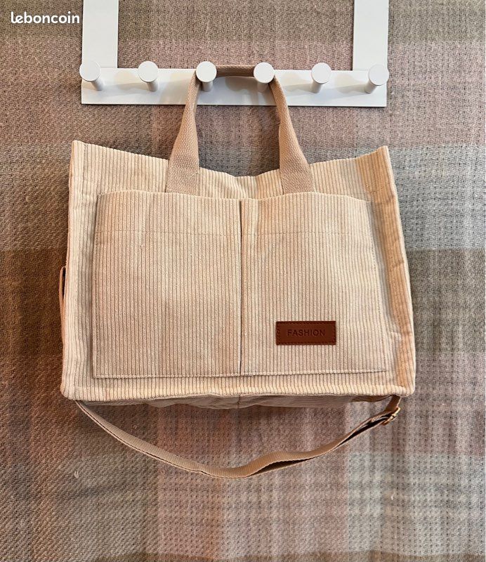 Sac fourre-tout en velours côtelé pour femme, sac fourre-tout en velours côtelé réutilisable de grande capacité avec poche intérieure, parfait pour l'école,le travail,les voyages et le shopping Sac fourre-tout en velours côtelé pour femme, sac fourre-tout en velours côtelé réutilisable de grande capacité avec poche intérieure, parfait pour l'école,le travail,les voyages et le shopping
