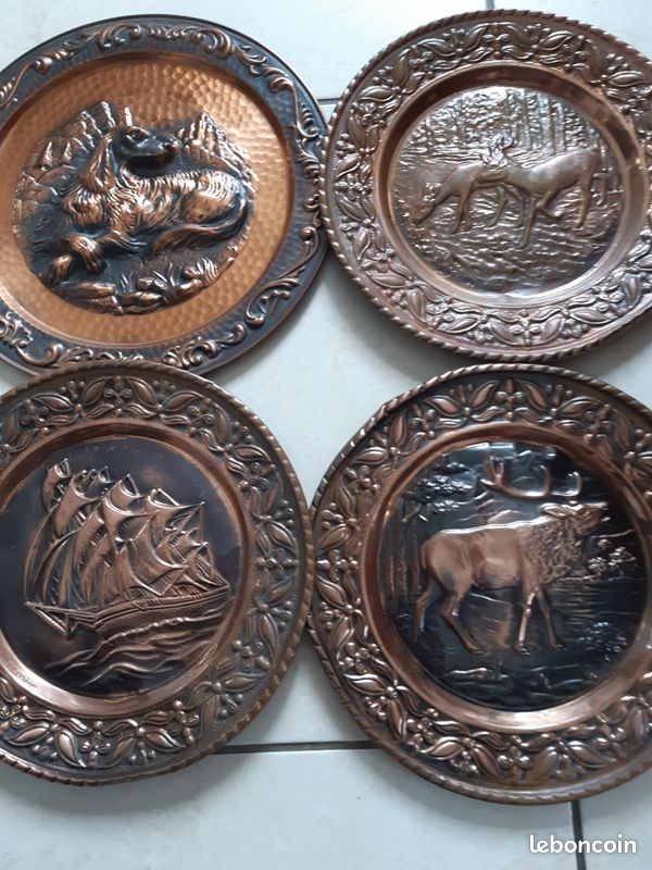 Lot de 4 assiettes décoratives en cuivre (image 1)