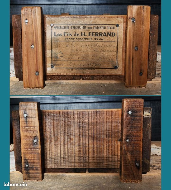 Ancienne caisse d'atelier de tissage et ses accessoires vintages (image 8)