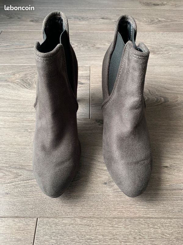Bottines à Talons en Daim Marron Taille 39 Neuves (image 2)
