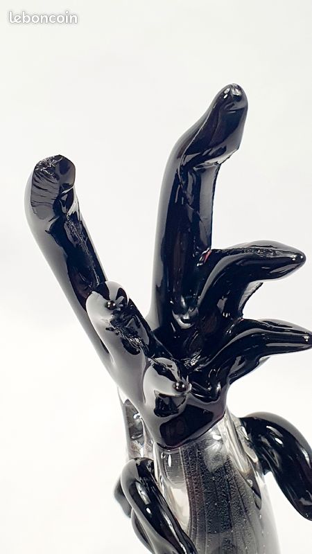 Figurine vintage renne en verre soufflé Murano gris et noir sculpture animal zoomorphe (image 9)