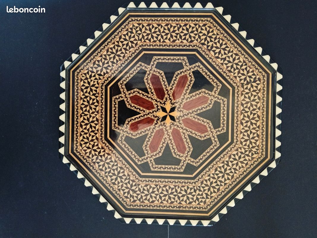 Plateau marqueterie orientale fait main – style Damas Syrie – décor géométrique artisanal – pièce décorative (image 5)