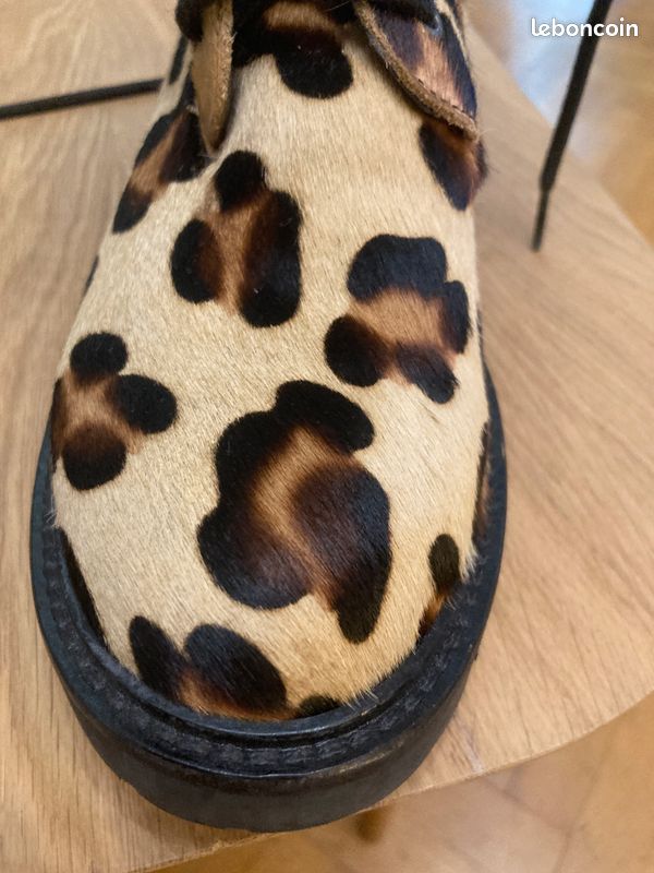 Bottines Osmose T36 cuir et Poulain Léopard semelle Plateforme