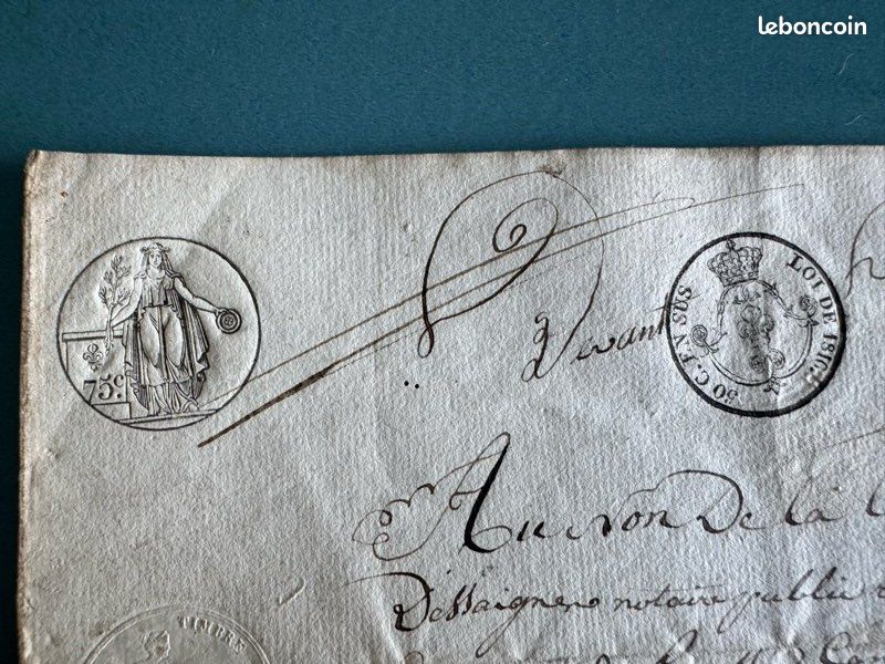 Ancien Acte Notarié Manuscrit Vente Terrain 1935