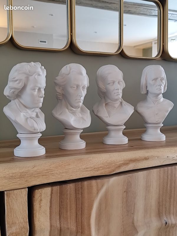 Statues bustes compositeurs biscuit courant XXeme (image 2)