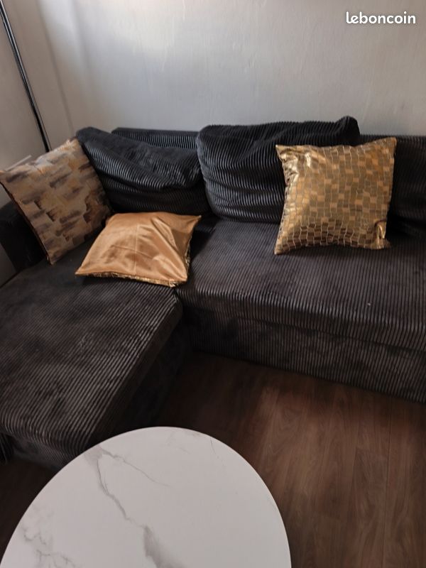 Canapé en velours gris foncé (image 3)