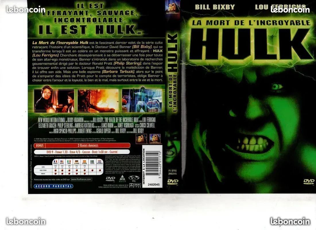 Action/Fantastique - La Mort de l'Incroyable Hulk 1990 Bill Bixby Neuf (image 1)
