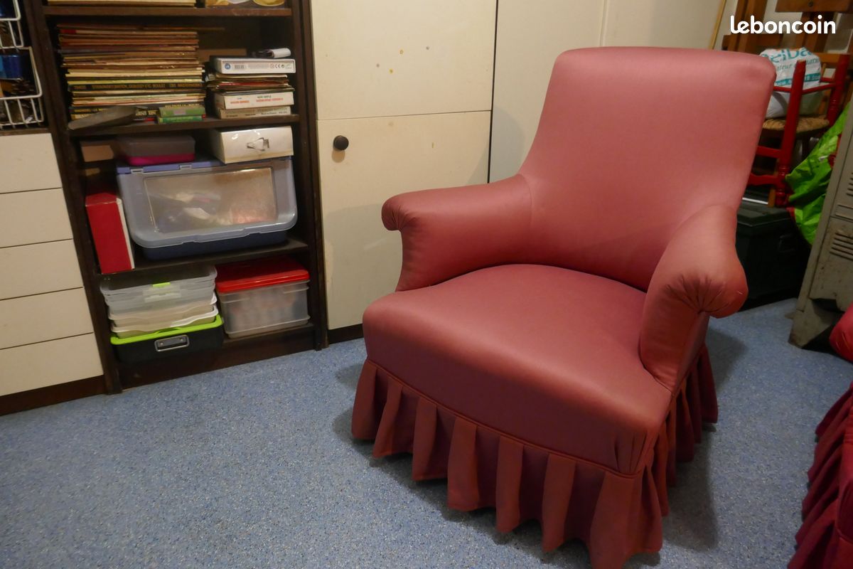 Fauteuil tapissé en tissu satiné rose belle qualité ancien (image 4)