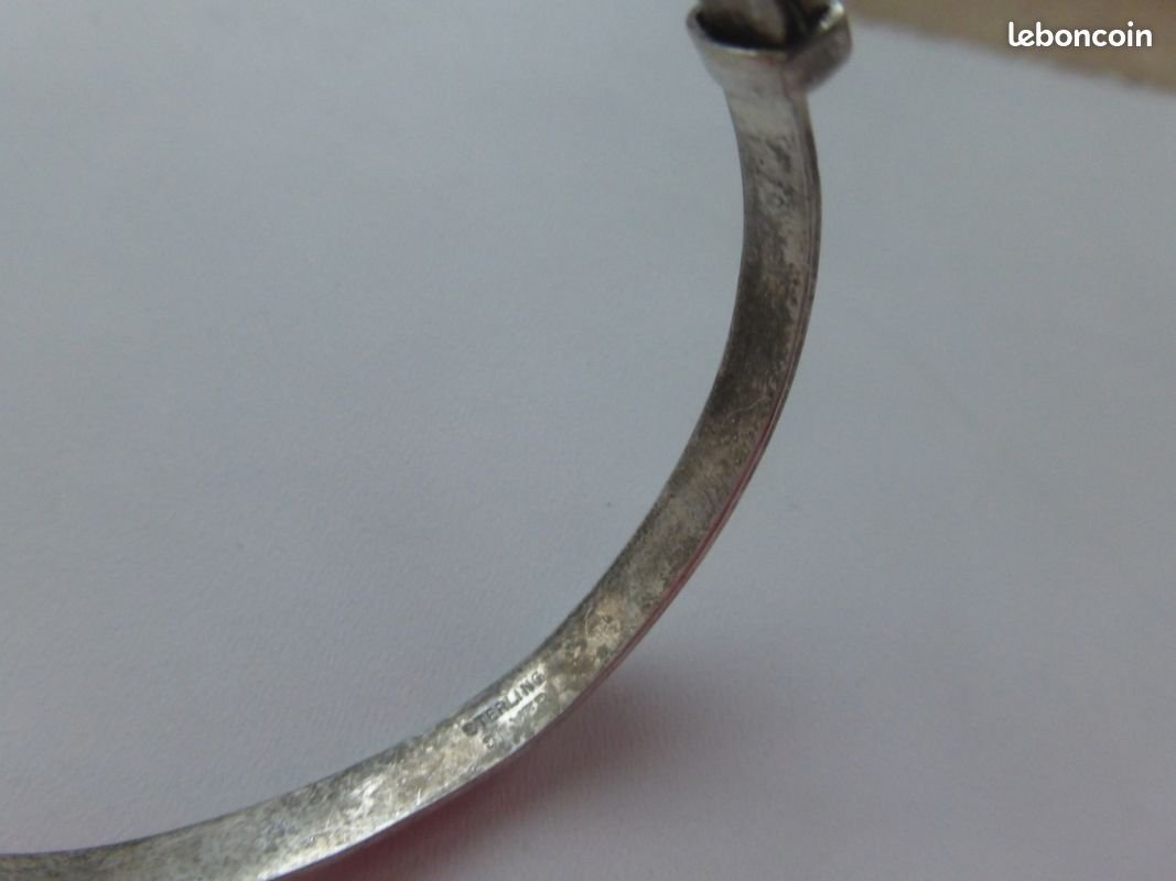 Bracelet ancien enfant argent marqué silver 5,50gr la. Maxi 5cm ép.4mm tbé (image 6)