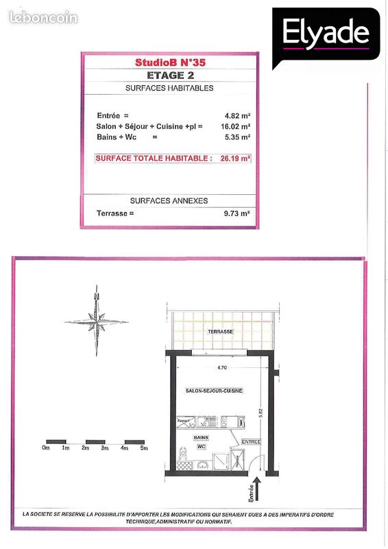 Studio 1 pièce 28 m² (image 7)