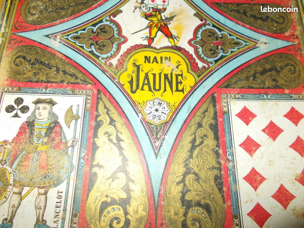Ancien jeu société du nain jaune 1921 CM vintage boite coffret bois decor jouet - Collection