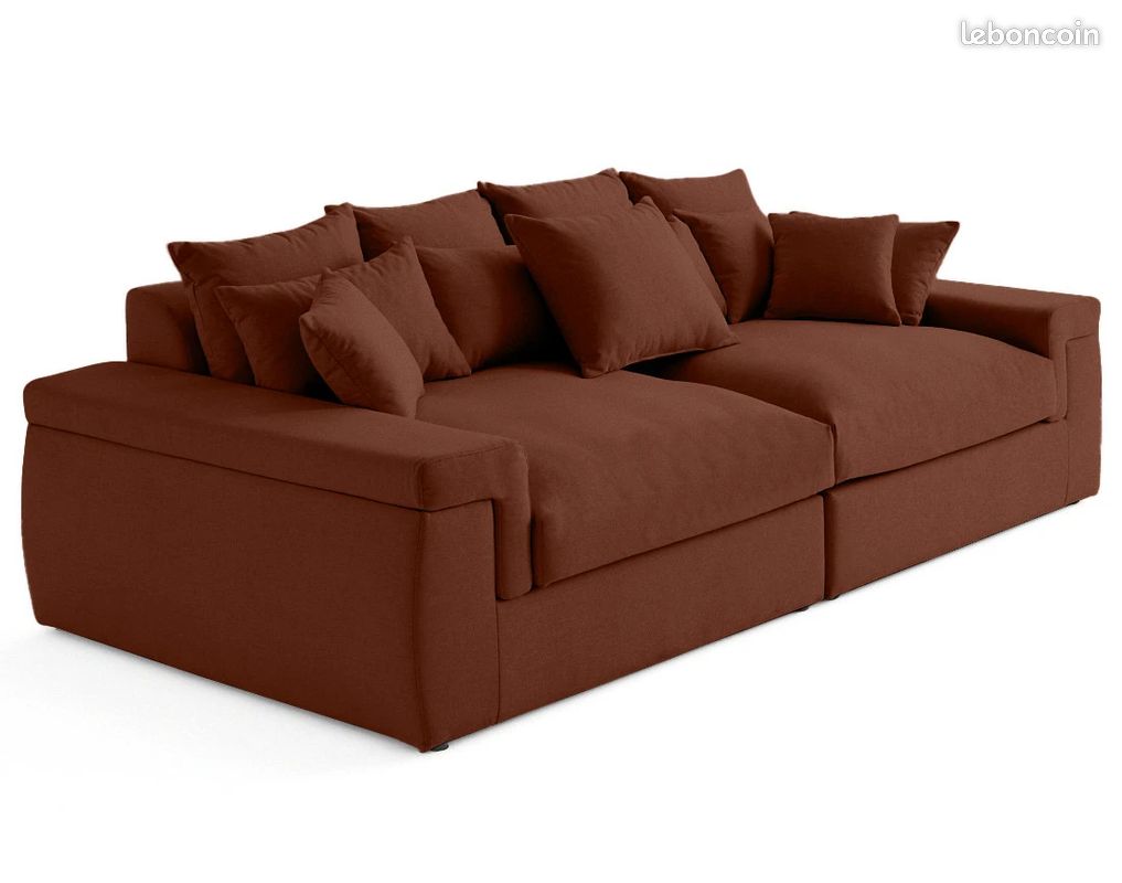 SERGIO - Canapé 4 places - assise profonde - en tissu - terracotta (image 6)