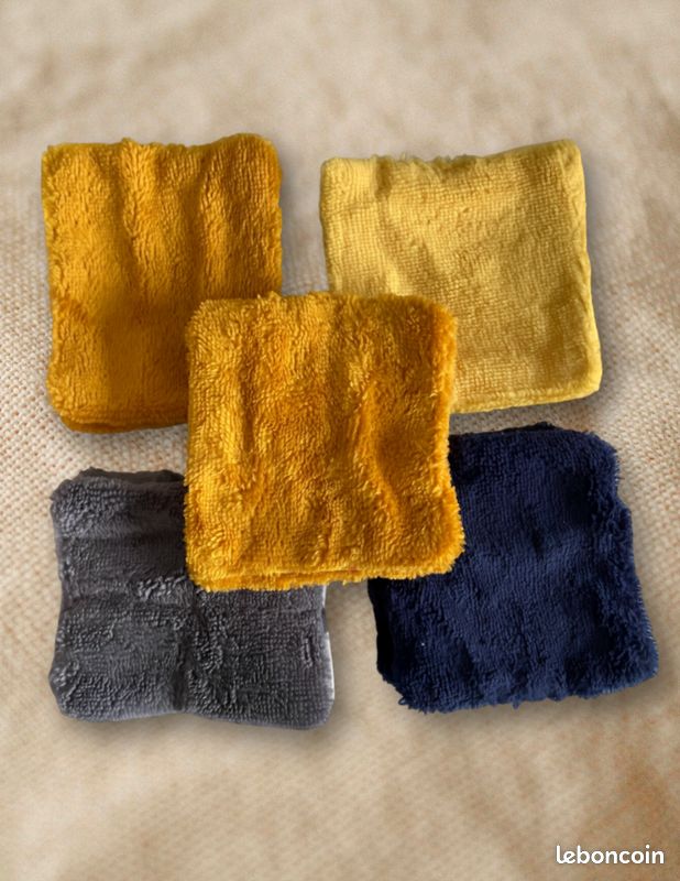 Lot de 10 lingettes lavables neuves, démaquillantes fait main avec mélange de motifs (image 2)
