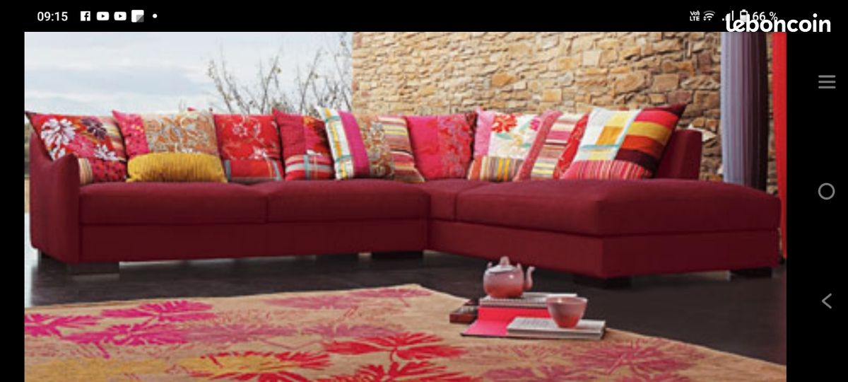 Canapé d angle roche Bobois kenzo designer philippe bouix
Dimensions l 260cm X l 240cm X h 70cm assise (image 6)
