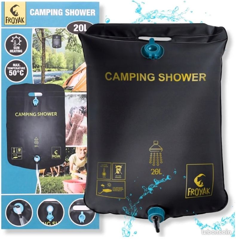Douche Solaire de Camping - 20L - avec indicateur de temprature - Portable Noir - pour Camping Plage Jardin couleurs DOUCHE SOLAIRE - Sport
