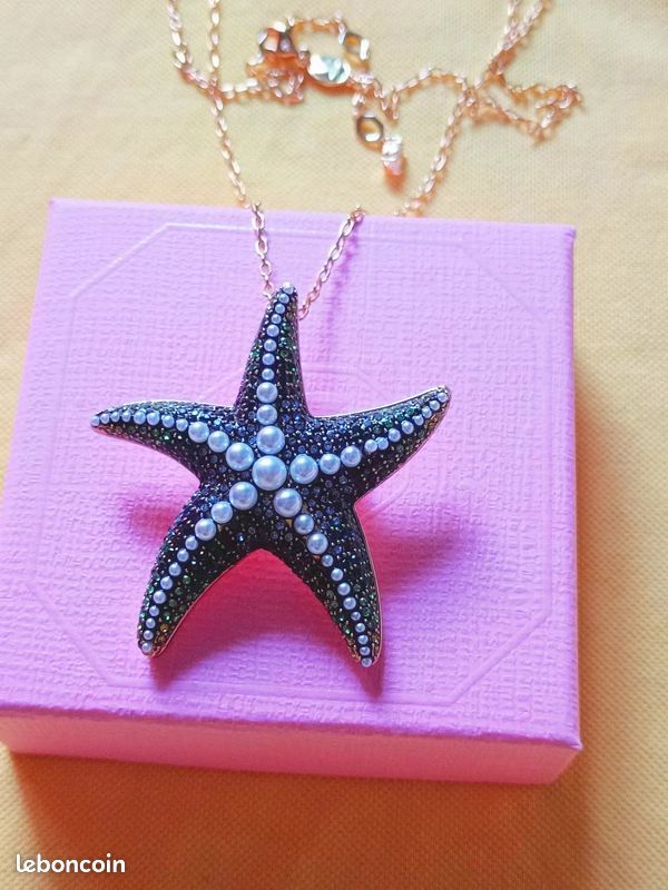 Collier Et Broche 'Étoiles De Mer' Par Carole Saint Germes - Bijou Vintage Doré - État Neuf