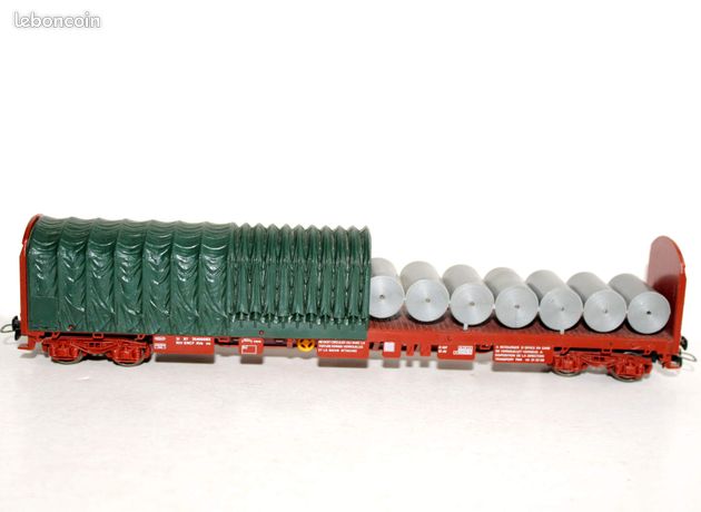 JOUEF HO 6753 WAGON PLAT PORTE ROULEAU DEMI JOUEF HO 6753 WAGON PLAT PORTE ROULEAU DEMI