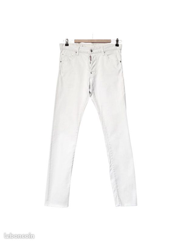 Jean Blanc Coupe Droite YOU YOU - Taille 46 Grande Taille - Coton/élasthanne - Occasion Très Bon état - Fermeture Zip