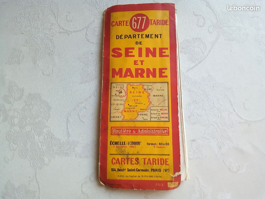 Ancienne carte routière Taride collections mécanique automobile station service Seine et Marne édition 1955 (image 5)