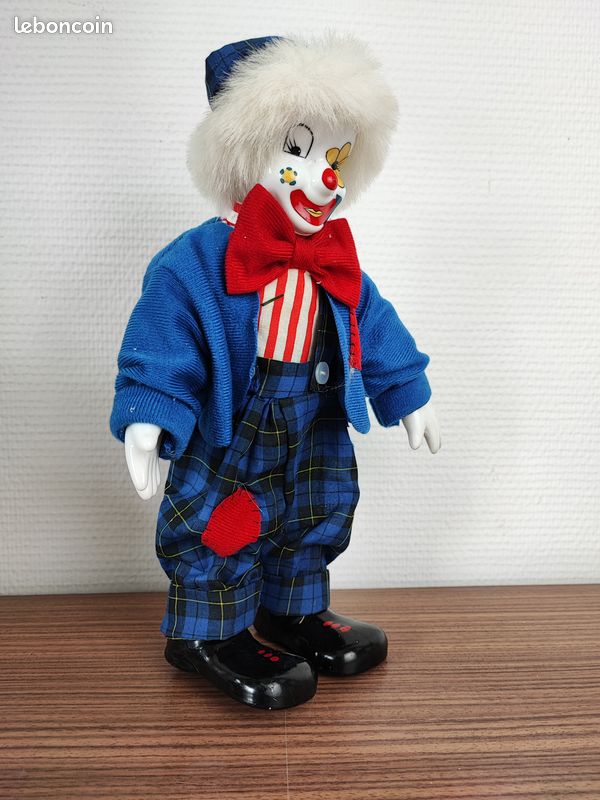 Ornement Bureau Maison Poupée Clown En Porcelaine Peinte Main - Figurine Collection 18cm Déco Halloween Figurine Clown Décorative
