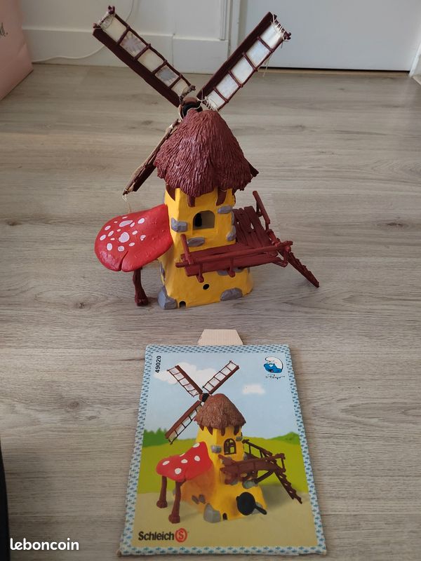 MOULIN À VENT SCHTROUMPF SCHLEICH 40020 Schleich ruine de 1981 Peyo