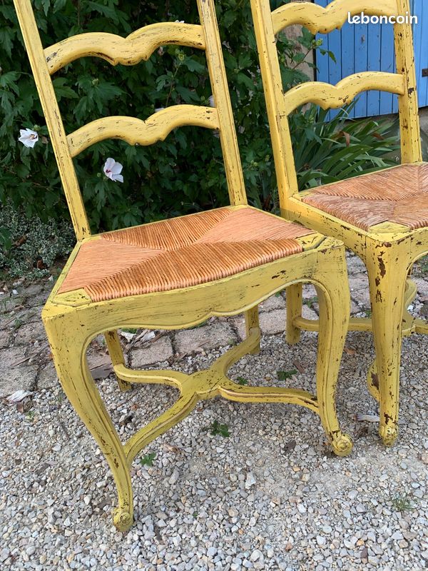 Lot 6 Chaises bois massif jaunes (image 2)