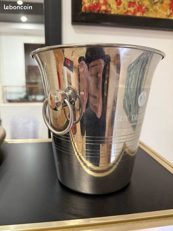 Seau à glace Guy Degrenne en inox 18/10, petit seau à champagne design argenté, accessoire de bar chic, art de la table français - France
