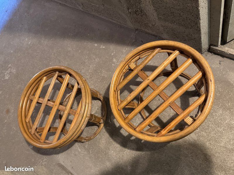 Pouf en rotin vintage (image 3)