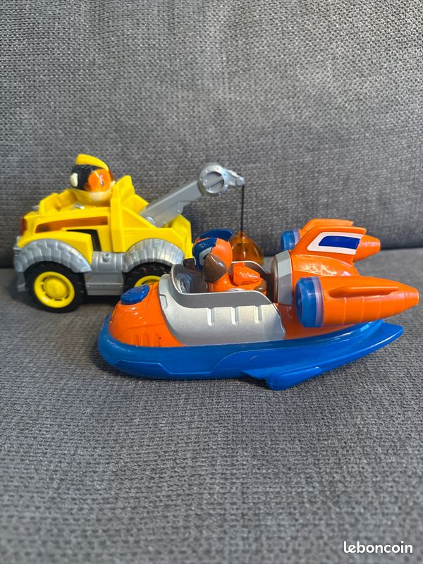 NEUF 2 figurines Pat Patrouille et leur véhicule: Ruben le bouledogue anglais et son engin de chantier jaune et Zuma le labrador sauveteur orange jouet enfant pour garçon fille idée cadeau de Noël (image 11)