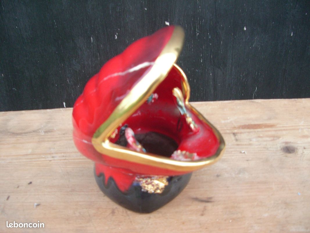 ANCIENNE LAMPE COQUILLAGE CÉRAMIQUE VALLAURIS 60´s VEILLEUSE KITCH