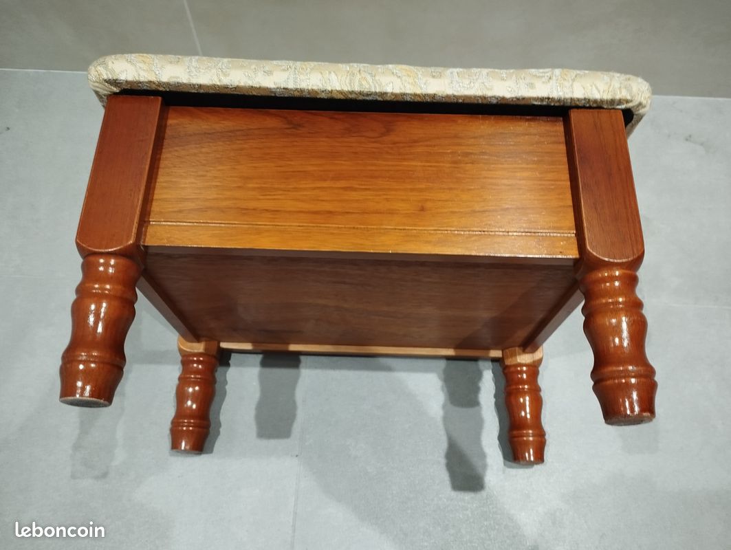 Tabouret Repose-pieds Avec Rangement En Bois - Fait Main - Vintage