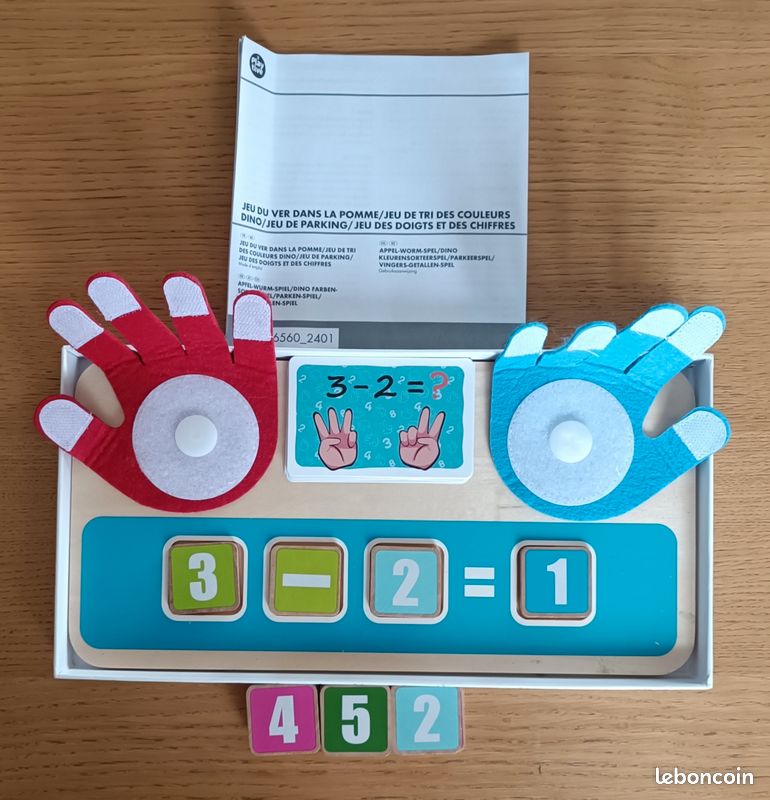 Montessori Jouet Compteur De Doigts – Bois – Apprentissage Chiffres, Calculs Et Heure – Jeu Éducatif Dès 3 Ans