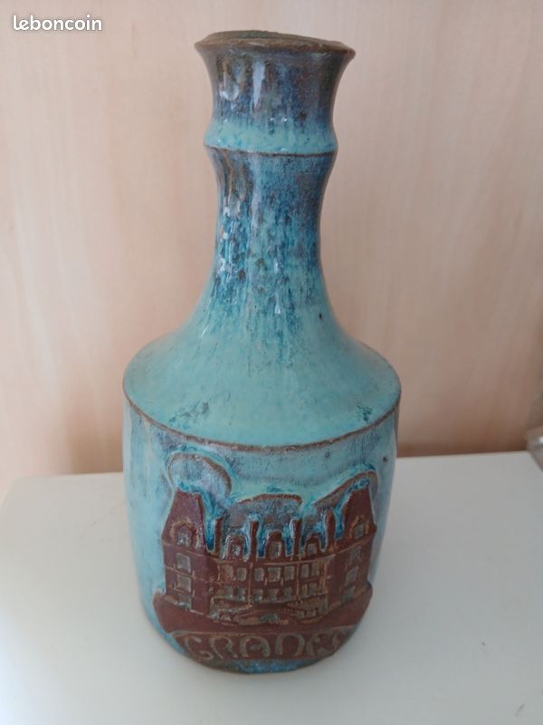 Pichet, plat en grès bleu, soliflore et assiette (image 4)