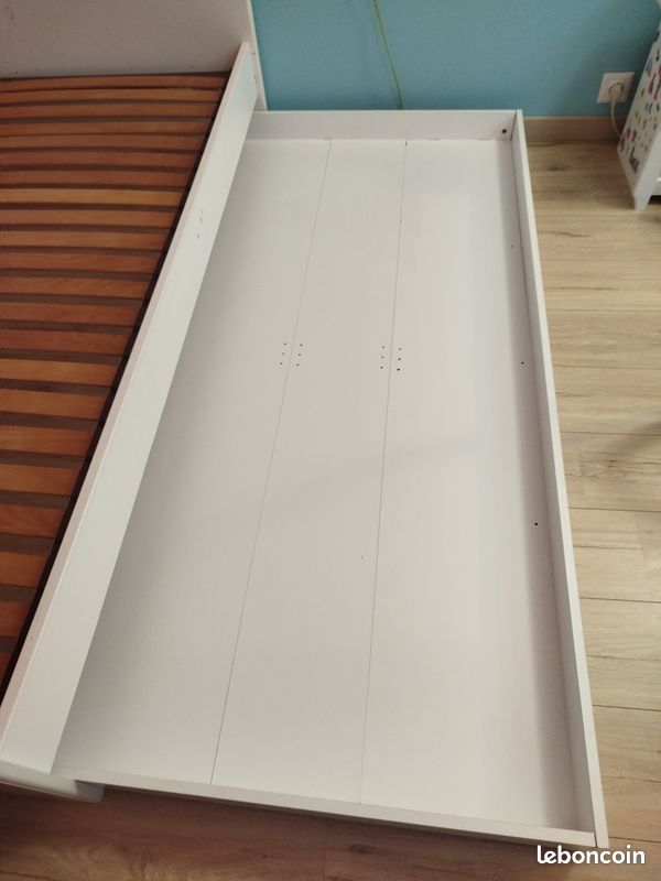 Lit blanc 90×190 +tiroir +chevet (image 3)