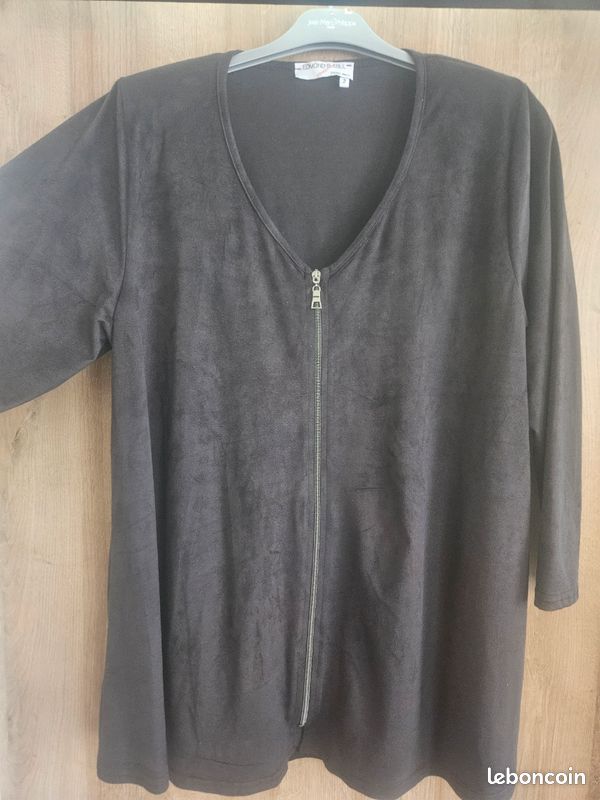Superbe gilet femme Edmond Boublil taille 2 48-50 effet daim noir (alival) (image 1)