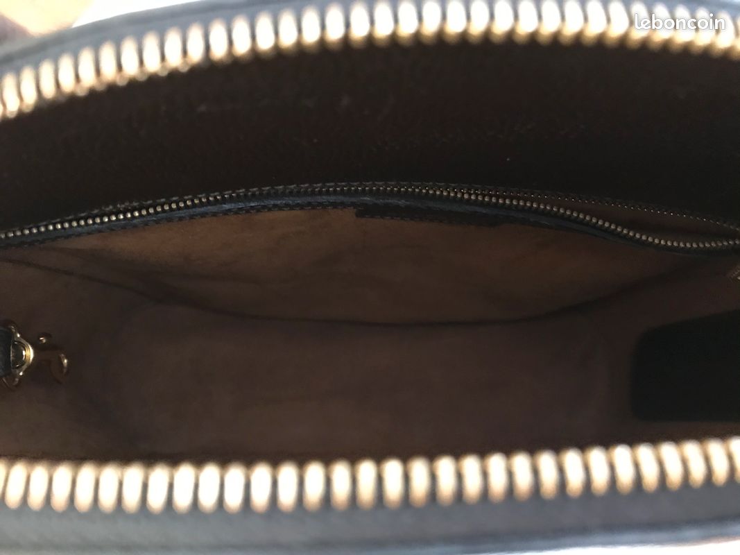 Sac DELVAUX Mousson Cuir Grainé Noir Et Taupe - Occasion Bel état (BE à TBE)