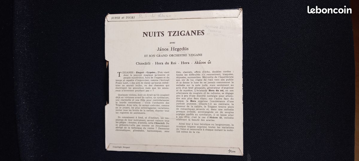 Nuits Tziganes. Disque Vinyle 45 Tours (image 2)