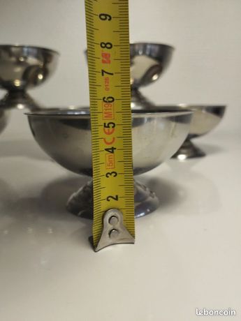 Lot De 6 Coupes à Glace Vintage Inox - Diamètre 9 Cm - Trou Normand